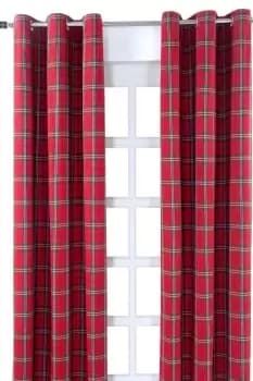 Edward Tartan Check Ready Made Eyelet Curtain Pair