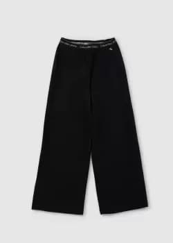 Calvin Klein Kids Logo Tape Wide Leg Punto Pants In Ck Black