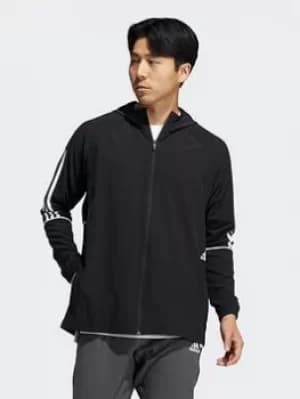 adidas Player 3-stripes Windbreaker Track Top, White Size M Men