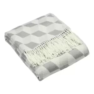 Aspect Geometric Fringed Throw Silver