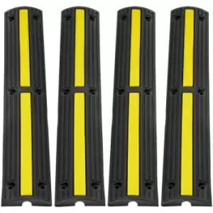 3.28 ft Cable Protector Ramp, 4 Pack of 1 Channel, 18000 lbs/axle Capacity Heavy Duty Rubber Speed Bumps, Floor Cord Cable Protector Wire Cover, for