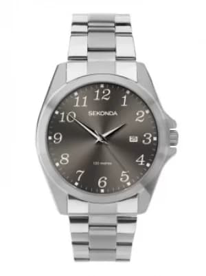 Sekonda Mens Dark Grey Dial Stainless Steel Bracelet Watch 1636
