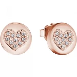 Ladies Guess Heart Devotion Rose Gold Earrings