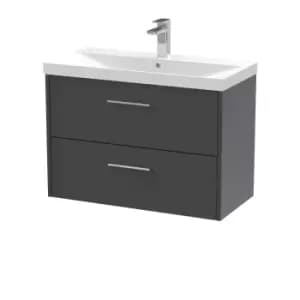 Hudson Reed Juno 800mm Wall Hung 2 Drawer Vanity & Thin-Edge Basin - Graphite Grey