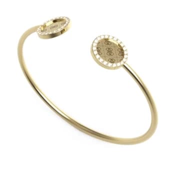 Ladies Guess Round Harmony Coin & Crystal Flexi Bangle