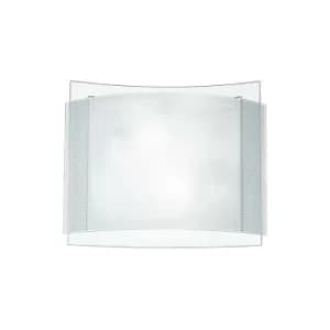 Fan Europe RIGHE 2 Light Patterned Glass Flush Ceiling Light White 35x28cm