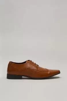 Mens Tan Leather Look Brogue Shoes