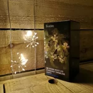 Festive 20 Twinkling Christmas Starburst Lights Warm White