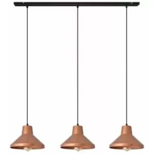 Helam Lighting - Helam Trinity Straight Bar Pendant Ceiling Light Black, Rose Gold 106cm