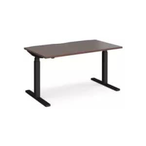 Height Adjustable Desk Rectangular Desk 1400mm Walnut Tops With Black Frames Elev8 Touch
