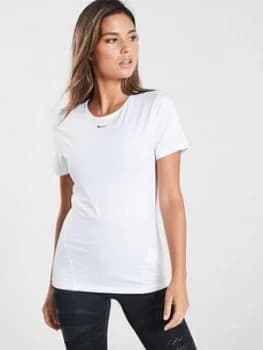 Nike Pro Training All Over Ss Mesh Top - White, Size XL, Women