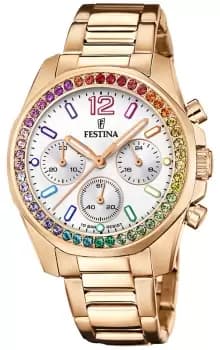 Festina F20639/2 Ladies Rose-pl.Steel Chrono W/Steel Watch