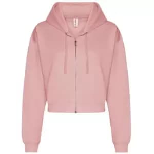 Awdis Womens/Ladies Cropped Hoodie (L) (Dusty Pink)