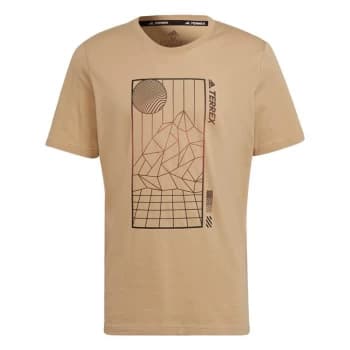 adidas Terrex Mountain Fun Graphic T-Shirt Mens - Beige
