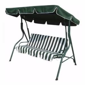 Zexum 3 Seater Green and White Swinging Outdoor Garden Hammock Bench