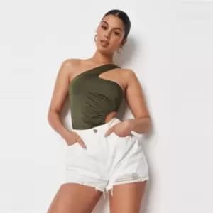 Missguided One Strap Side Cut Out Bodysuit - Green