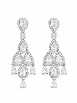 Jon Richard Rhodium Plated Cubic Zirconia Pear Drop Chandelier Earrings, Silver, Women