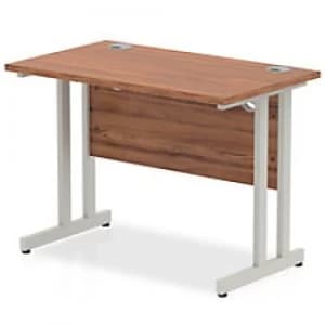 Impulse 1000 x 600 x 730mm Rectangle Silver Cantilever Leg Desk Walnut
