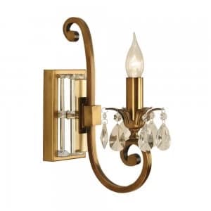 1 Light Indoor Candle Wall Light Antique Brass, E14