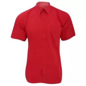 Fruit Of The Loom Mens Short Sleeve Poplin Shirt (S) (Red)