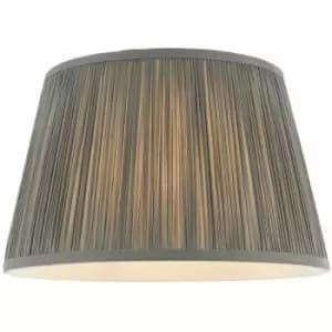 12' Elegant Round Tapered Drum Lamp Shade Charcoal Gathered Pleated Silk Cover