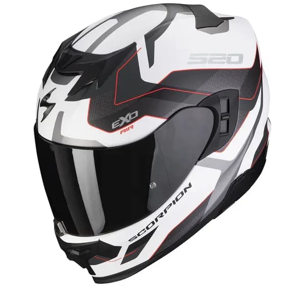 Scorpion Exo-520 Evo Air Elan Matt White-Silver-Red Full Face Helmet Size S