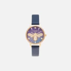 Olivia Burton Womens Sparkle Bee Mop Midi Dial Watch - Navy & Gold