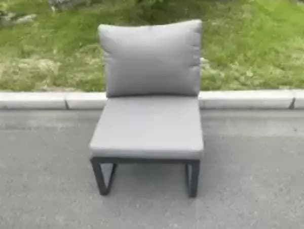 Fimous Single Outdoor Dark Grey Aluminum Armless Sofa Chair with Seat and Back Cushion