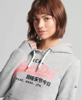 Superdry Womens Vintage Logo American Classics Hoodie Grey / Athletic Grey Marl - Size: 12