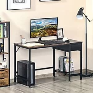 Homcom Computer Desk Rustic Brown, Black 600 x 750 mm