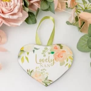 Peaches & Cream Mirror Heart Plaque Lovely Nan
