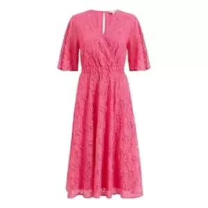 Yumi Pink Lace Wrap Dress - Pink