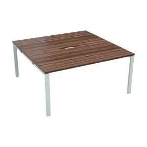 Jemini 2 Person Extension Bench Desk 1200x1600x730mm Dark WalnutWhite