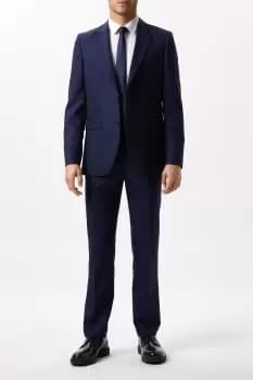 Mens Slim Fit Plain Blue Wool Suit Jacket