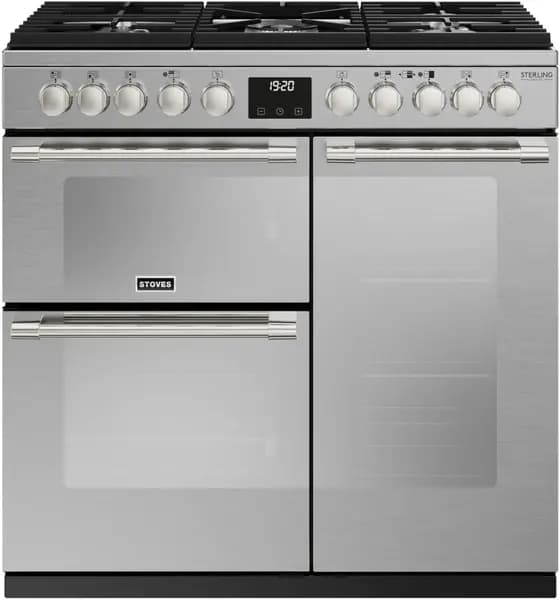 Stoves Sterling Deluxe ST DX STER D900DF SS 90cm Dual Fuel Range Cooker - Stainless Steel - A/A/A Rated