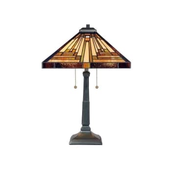 Stephen - 2 Light Tiffany Table Lamp Vintage Bronze, E27 - Elstead