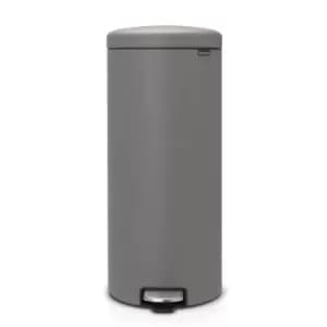 Brabantia newIcon Pedal Bin 30 Litre Plastic Bucket Mineral Concrete Grey