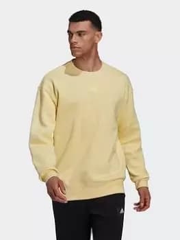 adidas Essentials Feelvivid Cotton Fleece Drop Shoulder Sweatshirt, Blue, Size L, Men