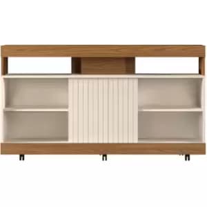 120 TV flat screen TV unit, oak effect & gloss white