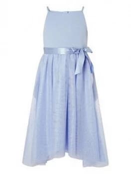Monsoon Girls Foil Print Sleeveless Dress - Pale Blue Size 3 Years, Women
