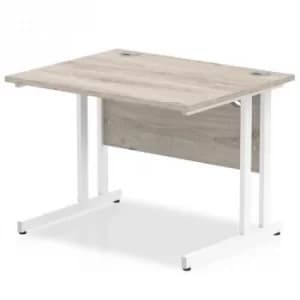 Impulse 1000/800 Rectangle White Cantilever Leg Desk Grey Oak