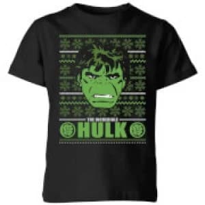Marvel Hulk Face Kids Christmas T-Shirt - Black - 11-12 Years