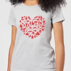 Star Wars Valentine's Heart Montage Womens T-Shirt - Grey - XS