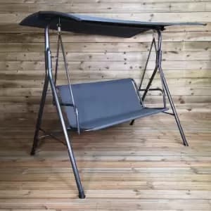 2 Seater Metal Swinging Hammock Chair with Canopy Outdoor Garden Furniture in Grey