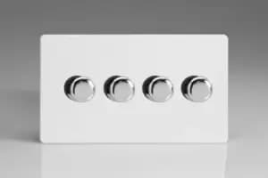 Varilight 4 Gang 2 Way Push On/Off Rotary LED Dimmer 4 x 0 120W (1 10 LEDs) (Twin Plate) - JDQDP254S