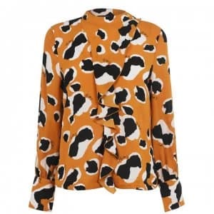 Biba Popper Frill Blouse - Patch Print