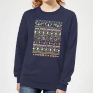Nintendo Super Mario Yoshi Have A Merry Mario Christmas Womens Sweatshirt - Navy - L