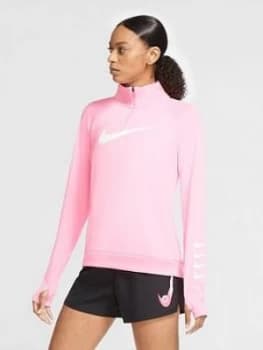 Nike Running Long Sleeve Swoosh Zip Top - Pink
