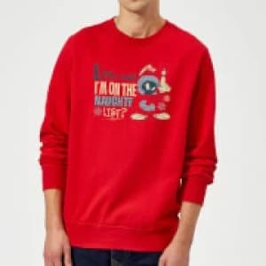 Looney Tunes Martian Who Said Im On The Naughty List Christmas Sweatshirt - Red - L