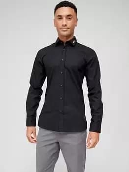 HUGO Elisha02 Extra Slim Fit Long Sleeve Shirt - Black, Size 38=15In, Men